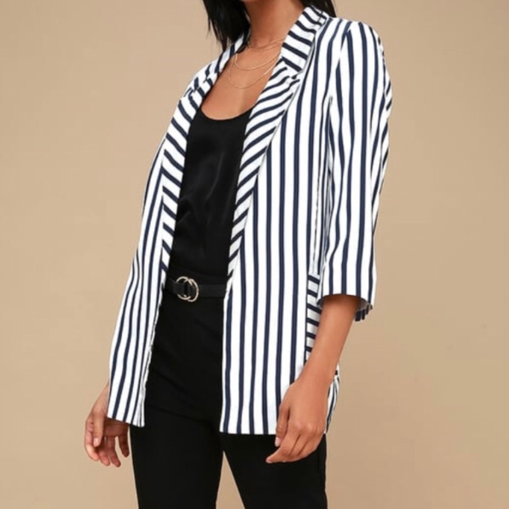 Striped Oversized Satin Blazer